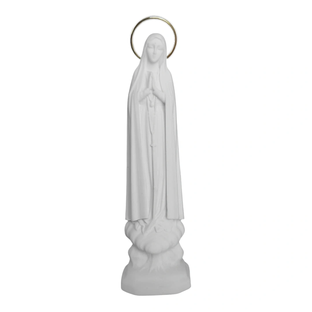 N.Sra de Fátima - Pó de Mármore - 11cm - com resplendor banhado a ouro