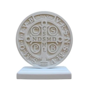 Medalhão São Bento Verso - Pó de Mármore - 19,5x15cm - Base de mármore