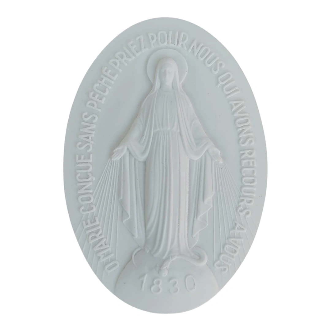 Placa Nossa Senhora das Graças - Pó de Mármore - 13,2x8,1cm