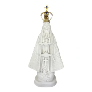 Aparecida Bandeira  - Pó de Mármore - 20cm - com coroa banhado a ouro