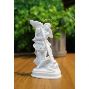 São Miguel Arcanjo - Pó de Mármore - 9cm - com resplendor banhado a ouro