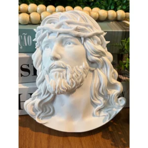 Placa Cristo - Pó de Mármore - 18x16cm